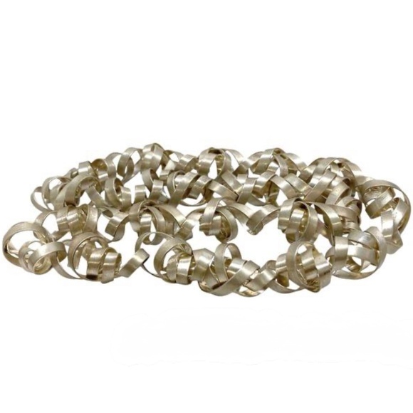 Rina S. Young Sterling Silver Twisted Curling Ribbon Necklace Handmade - Picture 3 of 5